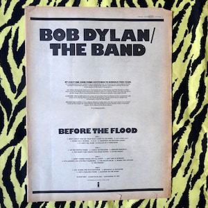 Cartel publicitario original de Bob Dylan de 1974, cartel vintage raro, cartel de rock "Antes de la inundación", Rock & Roll, papel vintage, Rolling Stones