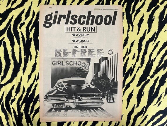 Original 1981 Girlschool Tour Advert/poster, Rare Vintage Poster