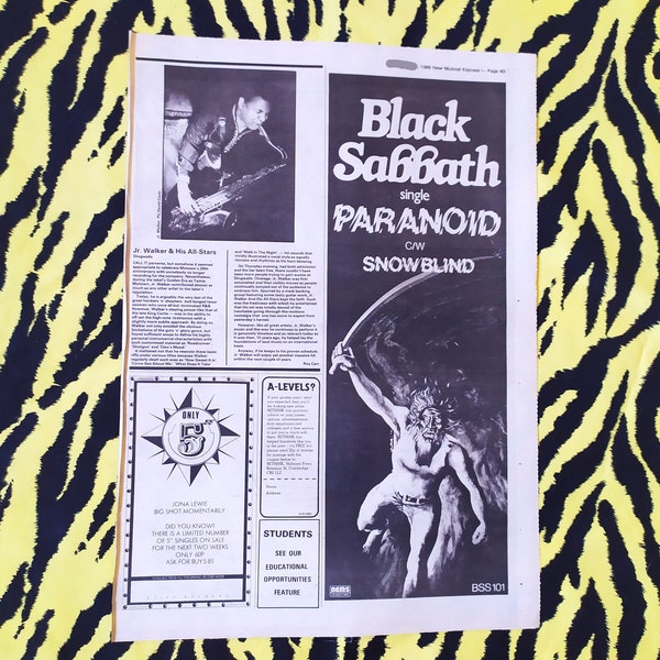 Anuncio/Cartel original de Black Sabbath de 1980, Póster vintage raro, Rock "Paranoid", Hard rock Heavy metal, Impresión de papel vintage Ozzy Osbourne