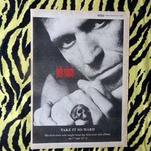Original 1988 Keith Richards Vintage Advert Poster, Rare &quot;Take It So Hard&quot; Rock Poster, Rock & Roll, Vintage Paper, Rolling Stones