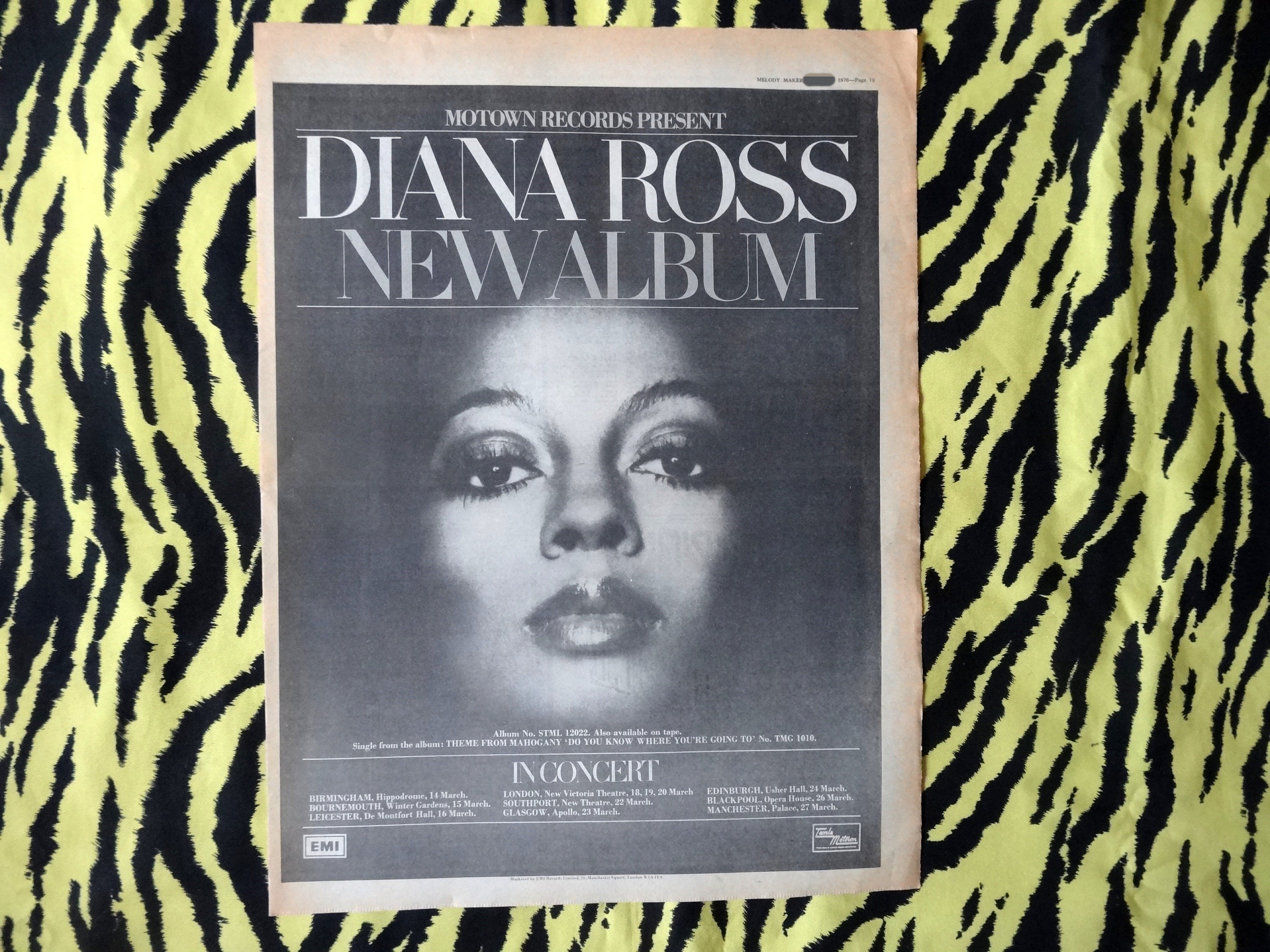 Original 1976 Diana Ross Tour Advert/poster Rare Vintage Poster