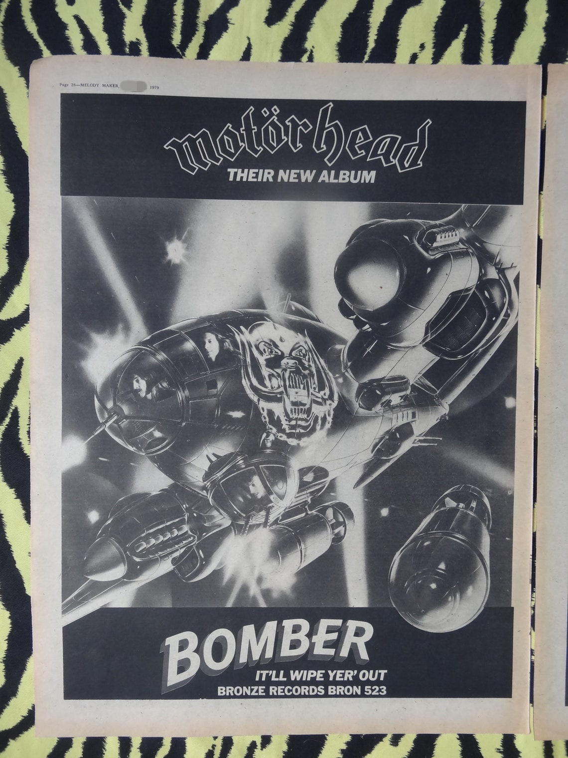 Original 1979 Motorhead Tour Doble Anuncio/Cartel, Cartel Vintage Raro ...