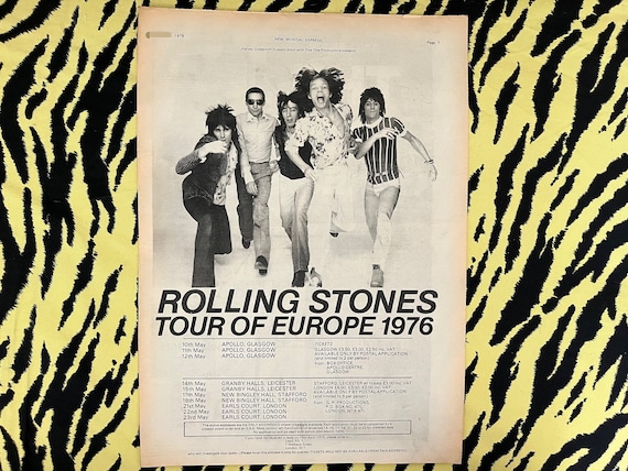専用☆THE ROLLING STONES/TOUR OF EUROPE '76 Rare THE ROLLING STONES Original Tour Of Europe '76 Poster