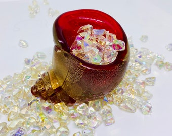 Mid Century Murano Art Glass Sea shell,  Red and Gold, Art Glass, Mid Century ecor