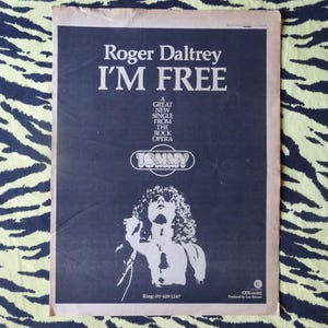 Original 19731 Roger Daltrey Advert/Poster, Rare Vintage Poster &quot;I&#39;m Free&quot; Keith Moon  Pete Townshend Mod The Who Tommy