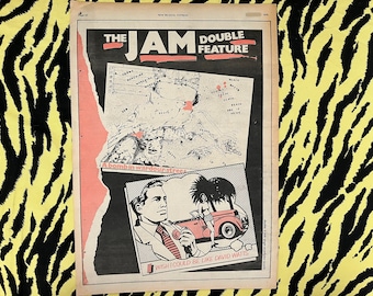 Originele The Jam-advertentie/poster uit 1978, zeldzame vintage poster "Double Feature" rockposter, punk, new wave, mod, vintage papier Paul Weller