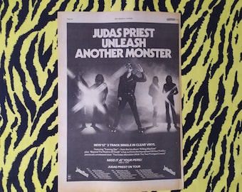 Original 1979 Judas Priest Tour Advert/Poster, Rare Vintage Poster, "New Single" Rainbow  Rob Halford Rock Poster, Hard rock heavy metal