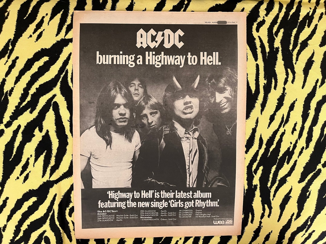 Original 1979 AC/DC Tour Advert/poster, Rare Vintage Poster, highway to ...