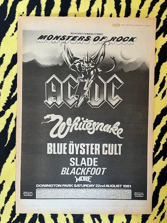 Original 1981 Monsters of Rock Advert/poster, Rare Vintage Poster