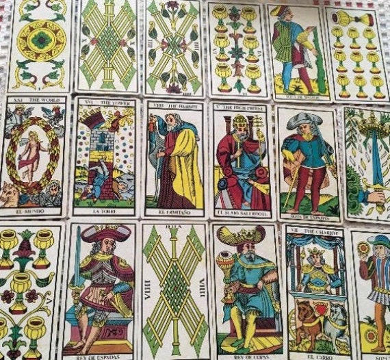 激安 Vintage 1980s Divination Marseille Tarot Deck, Antique Tarot トランプ