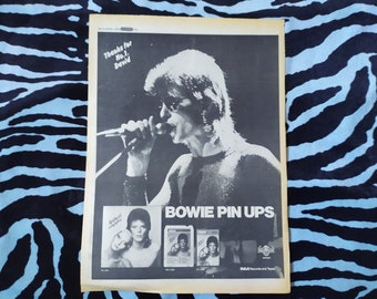 Original 1973 David Bowie Tour Werbung/Poster, Rare Vintage Poster, David Bowie ""Pin Ups"" Rock Poster, Punk, New Wave, Vintage Papier."