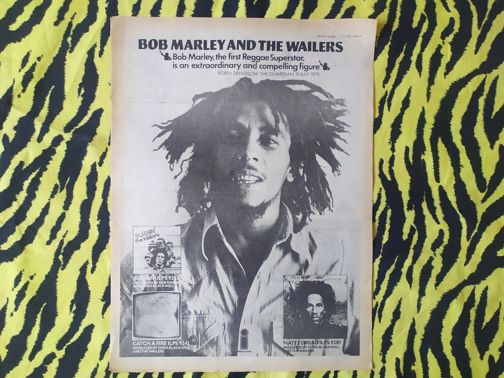 Original 1975 Bob Marley & the Wailers Advert/poster, Rare Vintage