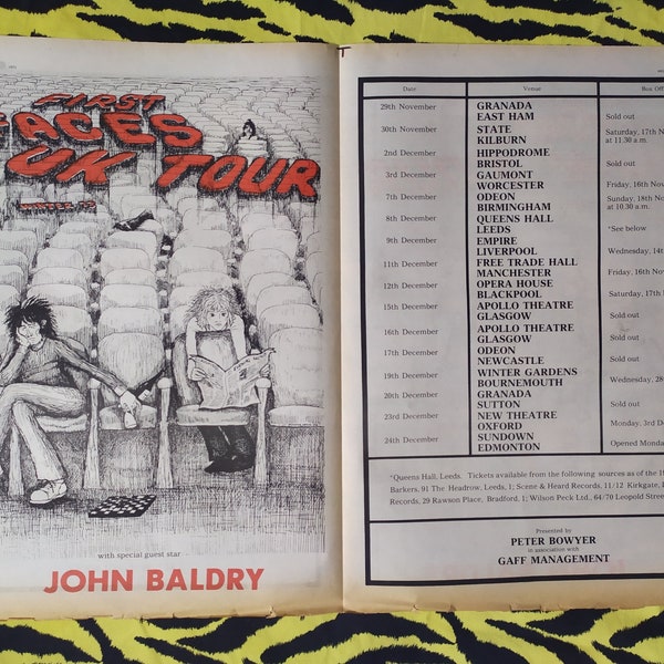 Original 1973 FACES Tour Advert/Poster, Rare Vintage Poster "UK Tour" Poster, rock, Ron Wood Rod Stewart  Small Faces Jeff Beck Group