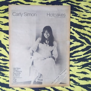 Original 1974 Carly Simon Advert/Poster, Rare Vintage Poster, &quot;Hotcakes&quot; Rock Poster Glam New Wave, Vintage Paper Pop