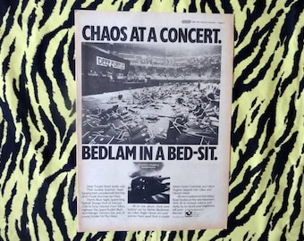 Original 1980 Deep Purple Advert/Poster, Rare Vintage Poster, deep purple "Chaos" LP Rock Poster, Glam New Wave, Vintage Paper