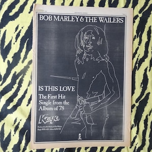 Vintage Original 1970s Bob Marley Poster 1977 on Stage