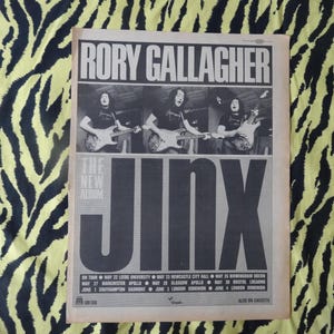 Original 1982 Rory GallagherAdvert Poster, Rare Vintage Poster &quot;Jinx&quot; Rock Poster, Rock & Roll, Vintage Paper, Rolling Stones