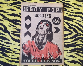 Original 1980 Iggy Pop On Tour Advert/Poster, Rare Vintage Poster, Iggy Pop LP &quot; Soldier&quot; Rock Poster Punk, new wave, Vintage Stooges