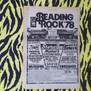 Original 1978 Reading Rock 78 Advert/Poster, Rare Vintage, Vintage Paper Print, The Jam Status Quo Patti Smith Ultravox Foreigner