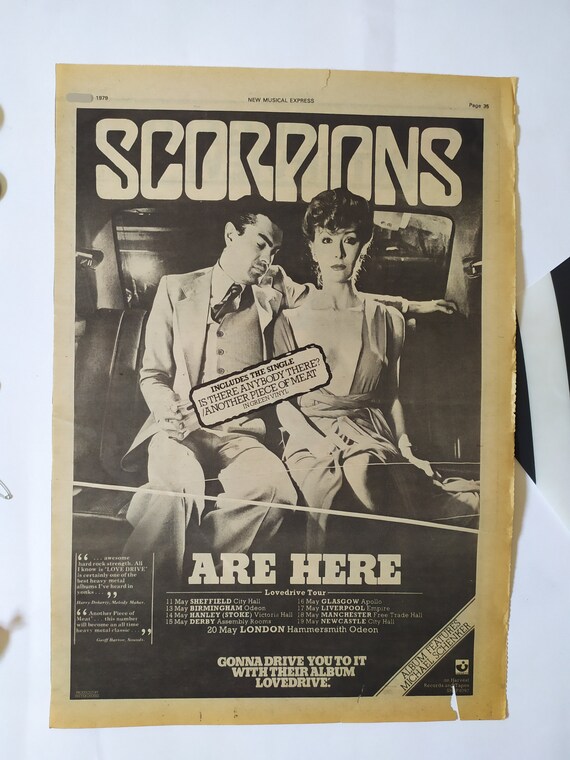 Original 1979 Scorpions Advert/poster, Rare Vintage Poster