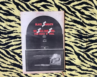 Anuncio/póster original de Black Sabbath de 1976, póster vintage poco común, "Vendimos nuestra alma por...", rock, hard rock y heavy metal, impresión en papel vintage.
