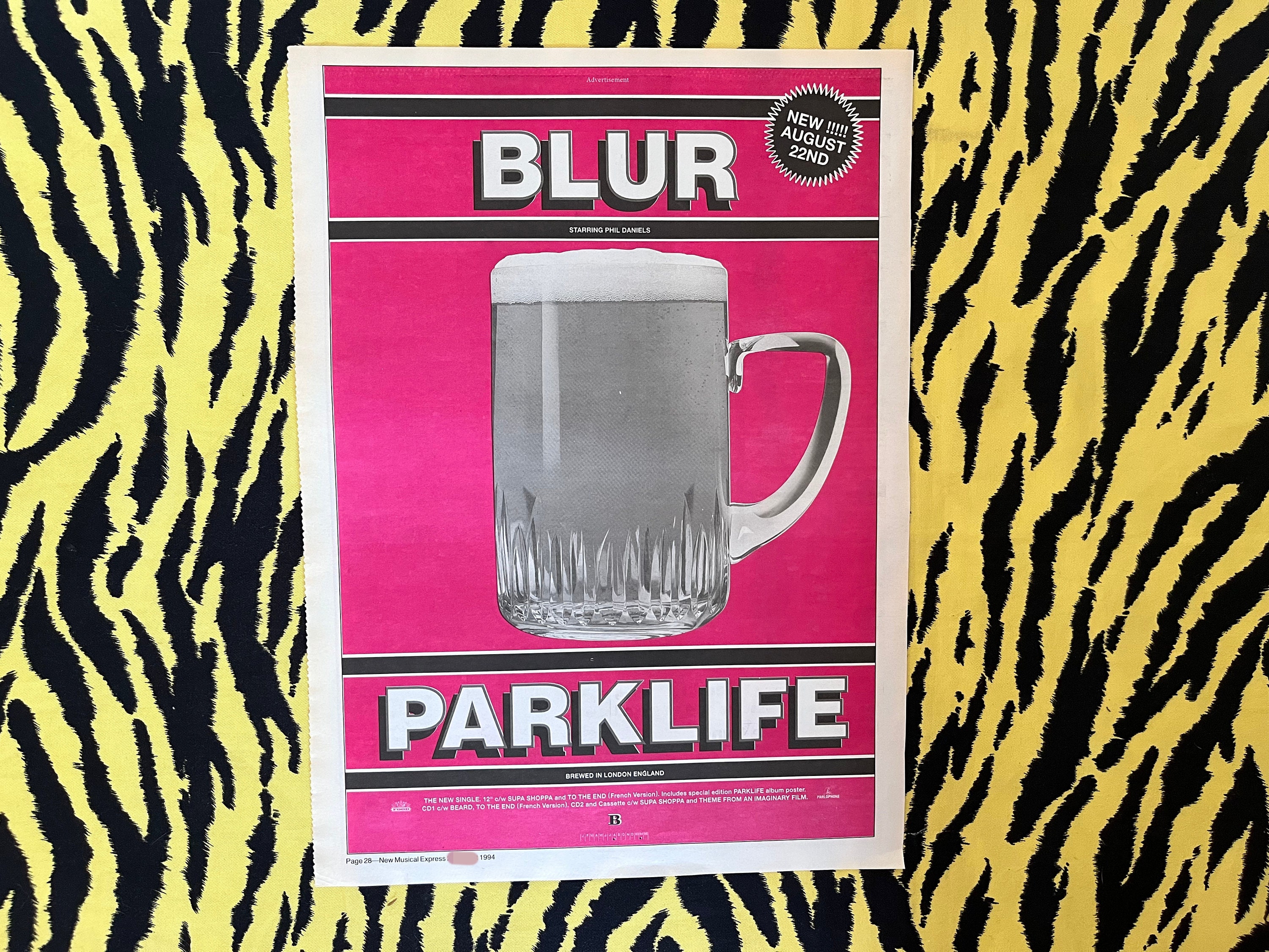 Original 1994 Blur Advert/poster, Rare Vintage Poster 
