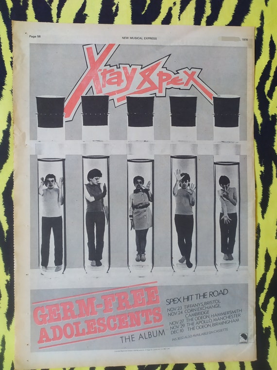 Original 1980 X-ray Spex Tour Advert/poster, Rare Vintage Poster