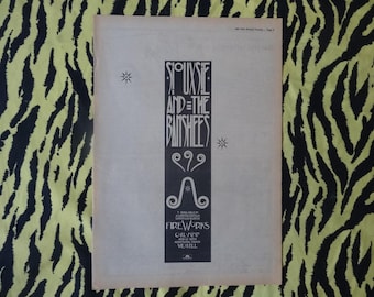 Original 1982 Siouxsie And The Banshees Advert/Poster, Rare Vintage Poster, "Fireworks" Poster, Vintage Paper Print Post Punk Gothic