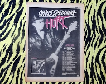 Original 1977 Chris Spedding Tour Advert/Poster, Rare Vintage "Hurt" Rock pop jazz punk rock glam