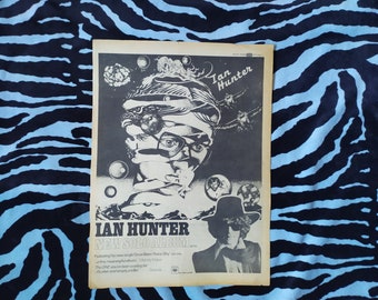 Original 1975 Ian Hunter Werbung / Poster, seltenes Vintage Poster, "Solo Album" Rock Poster, Hard Rock Punk, Vintage Mott the Hoople