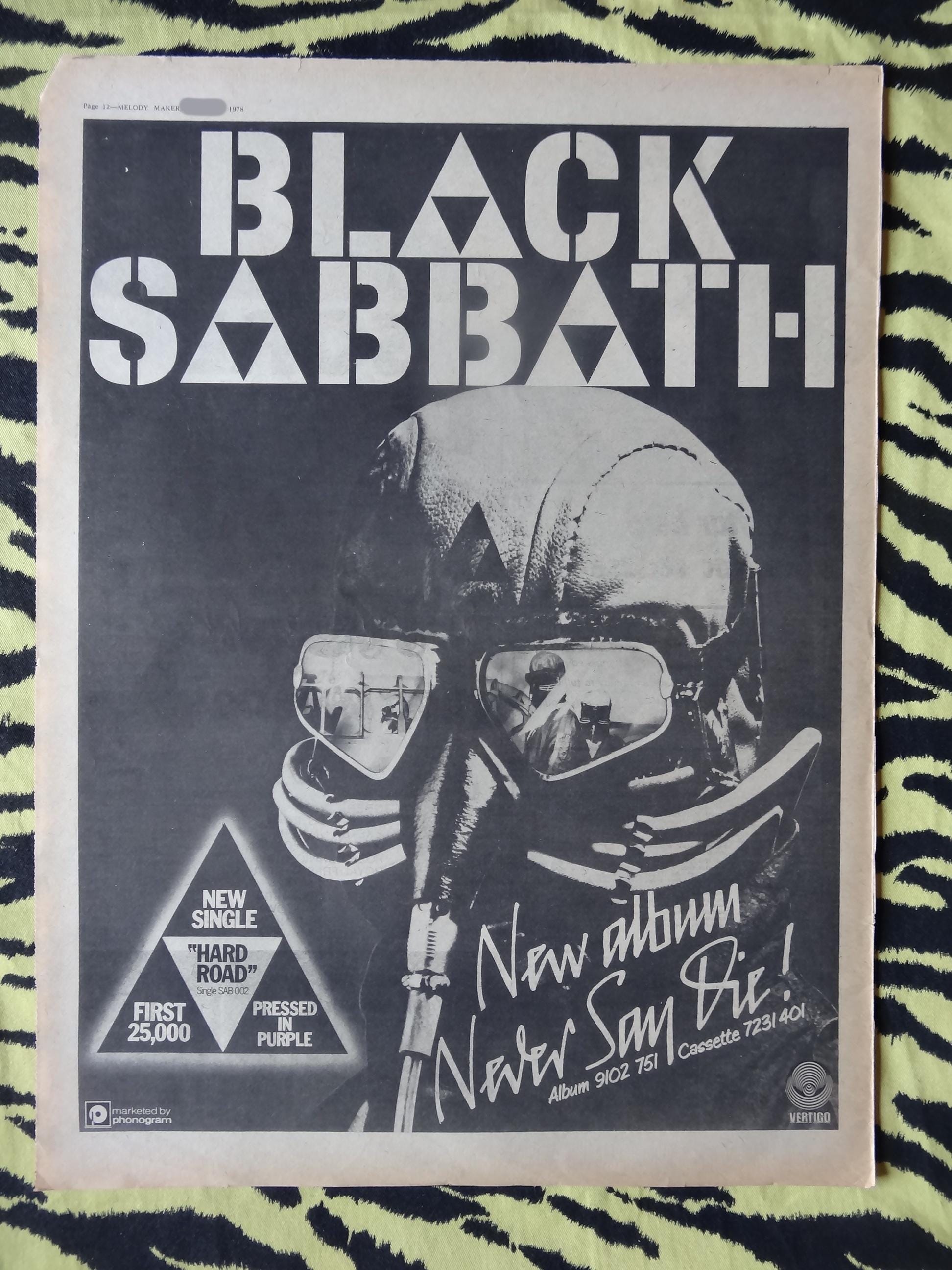 Original 1978 Black Sabbath Advert/poster, Rare Vintage Poster