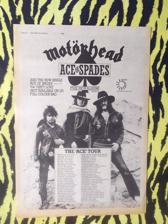 Original 1980 Motörhead Tour Advert/poster 