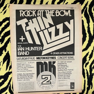 Original 1981 Thin Lizzy Advert/Poster, Rare Vintage Poster, Thin Lizzy &quot;Rock At The Bowl&quot; LP Rock Poster, Hard rock Heavy Phil Lynott