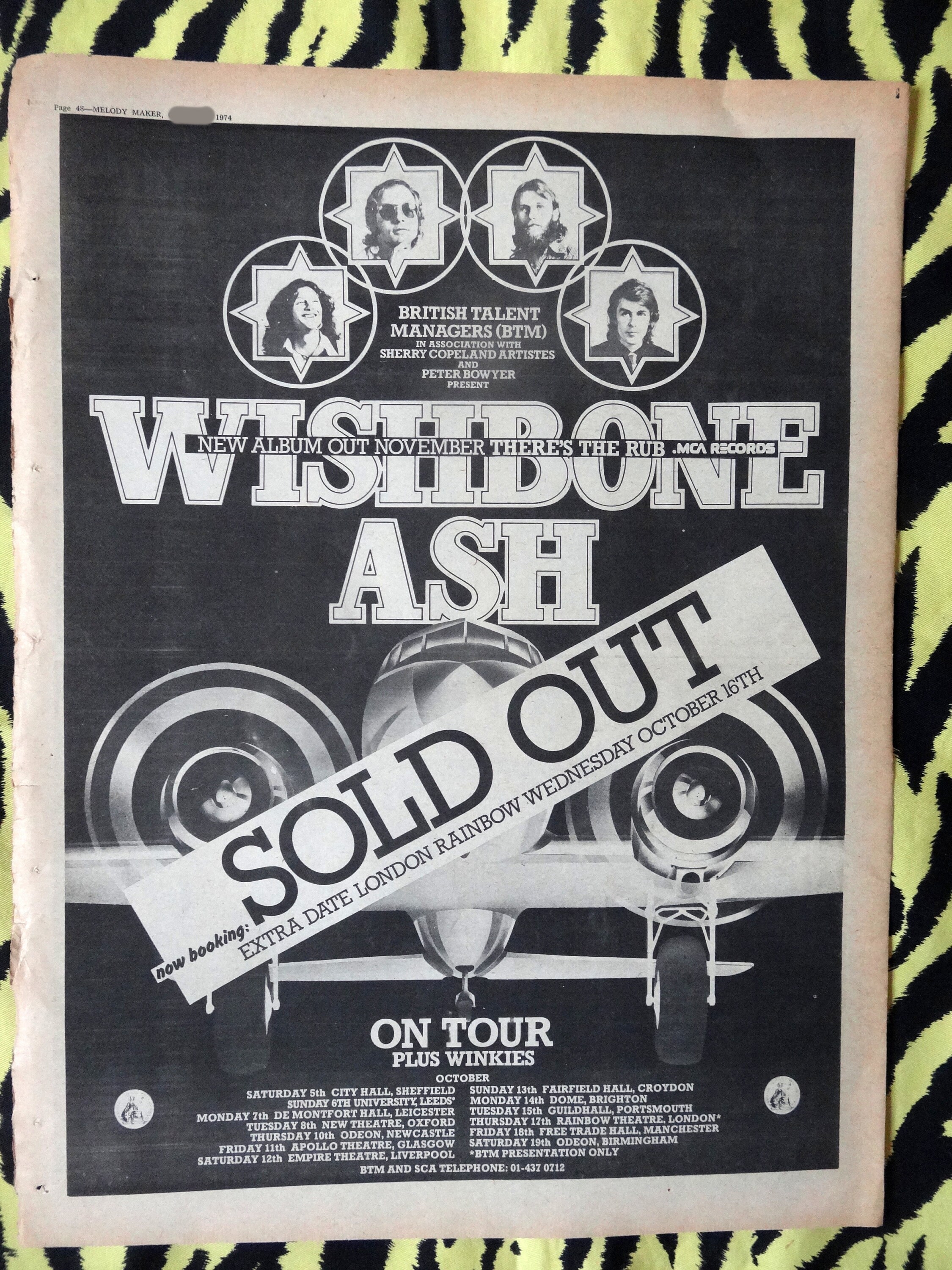 Original 1974 Wishbone Ash Advert/poster, Rare Vintage Poster 