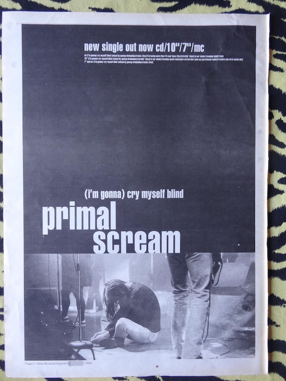 Original 1994 Primal Scream Advert/poster, Rare Vintage Poster 