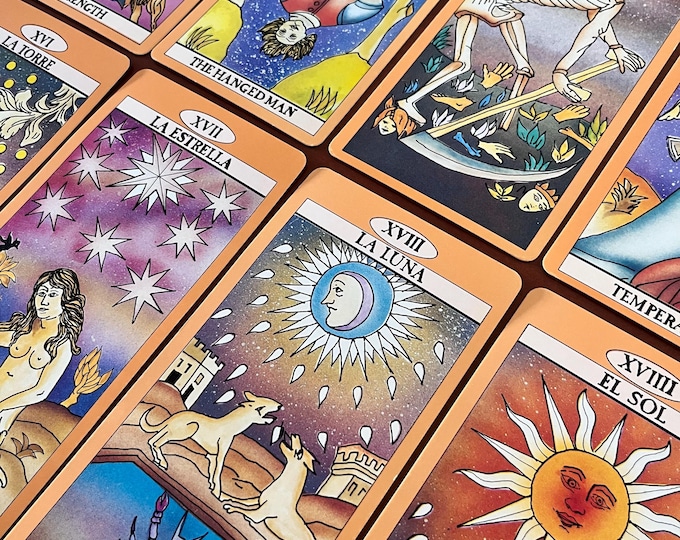 Spaanse Tarotkaartenset – 78 Kaarten Met 22 Grote En 56 Kleine Arcana, Inclusief Meertalig Instructieboekje, Kaartformaat 60 X 110 Mm