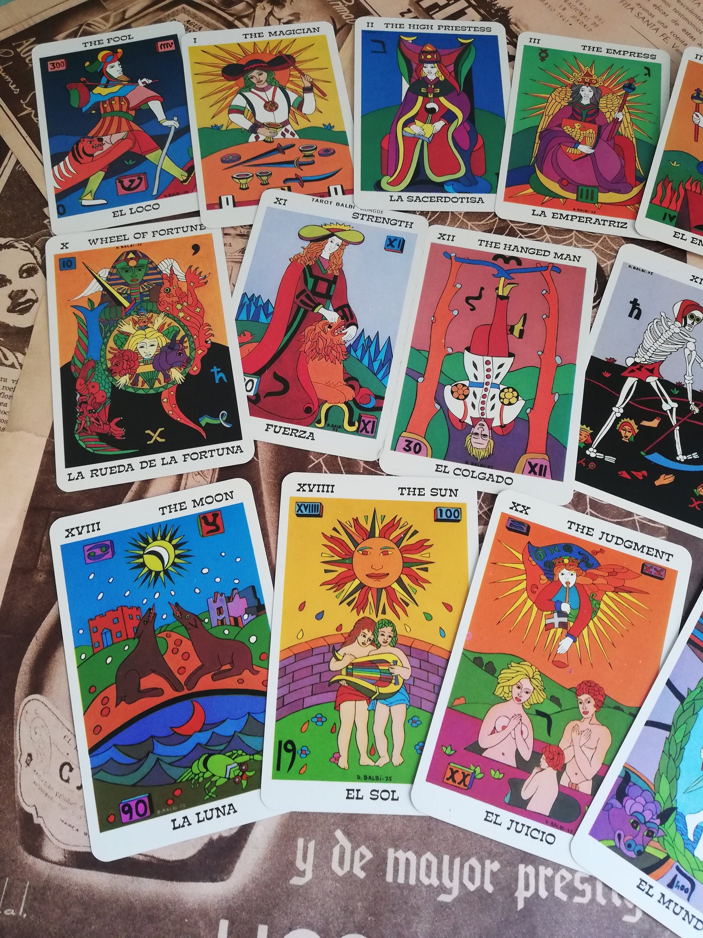 1980 年代のバルビ タロット デッキ、スペイン タロット、占い