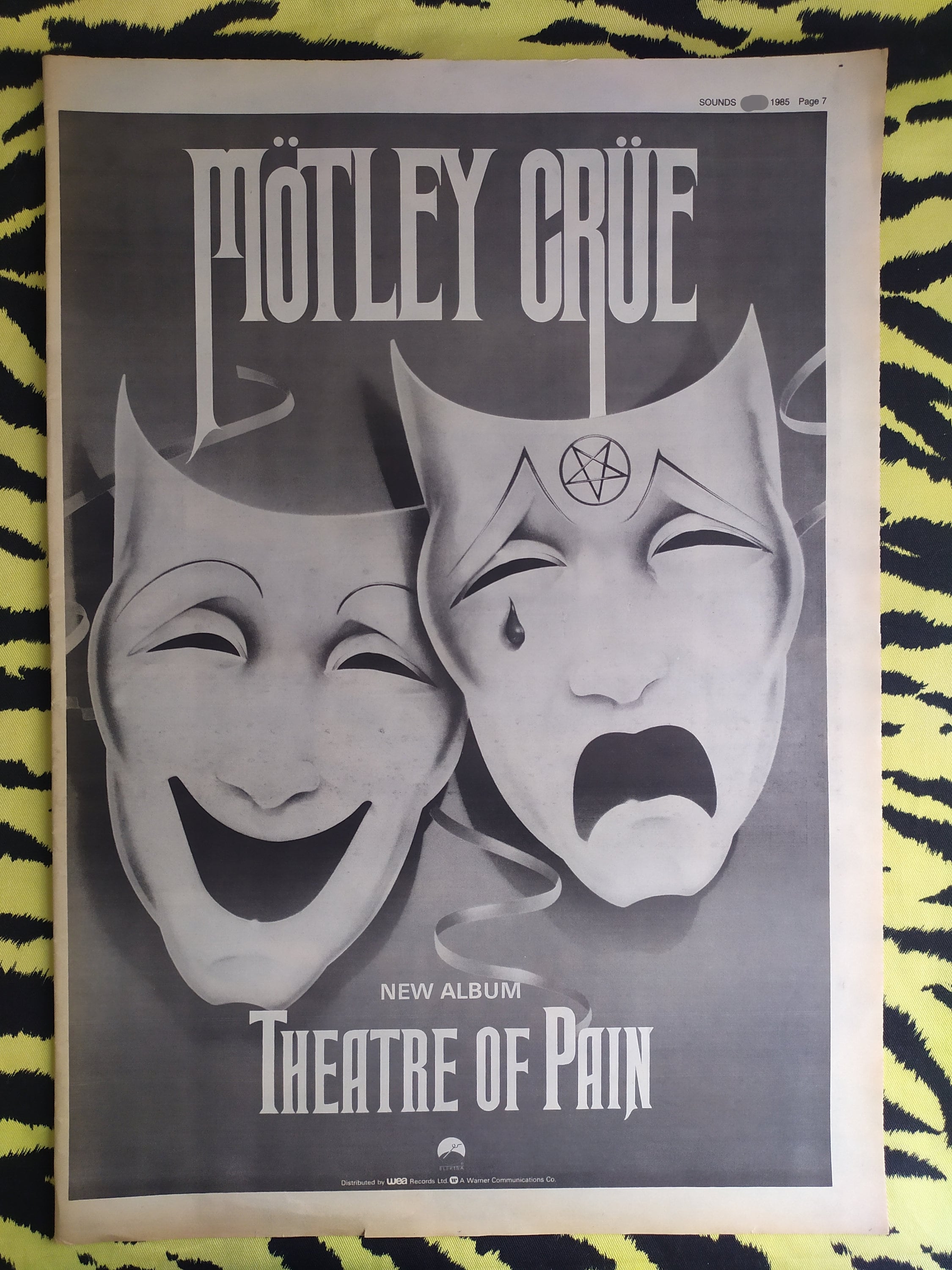 Original 1985 Mötley Crüe Advert/poster, 