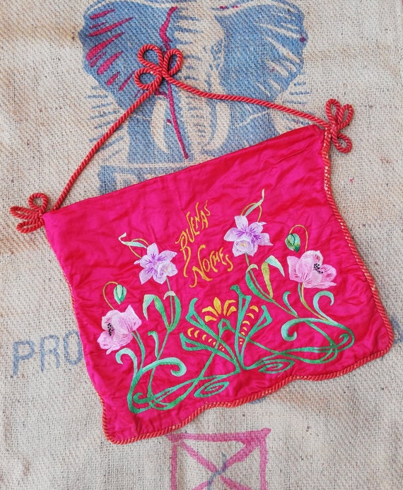 Vintage 1930s-1940s Satin Lingerie Bag, Antique Sa