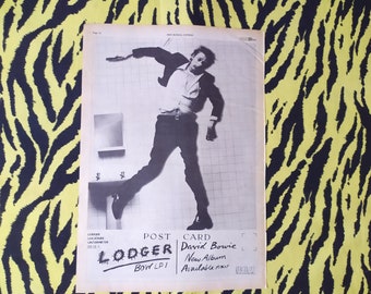 Original 1979 David Bowie Werbung/Poster, seltene Vintage Poster, David Bowie ""Lodger" Rock Poster, Punk New Wave, Vintage Papier Druck Postkarte."