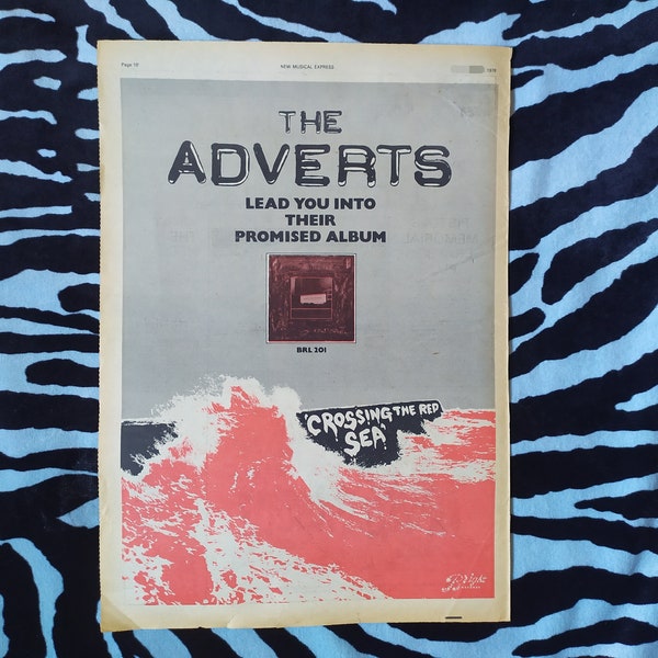 Original 1978 The Adverts Tour Advert/Poster, Rare Vintage Poster "Crossing the Red Sea" LP Poster, Punk, Damned Sex Pistols Clash TV Smith