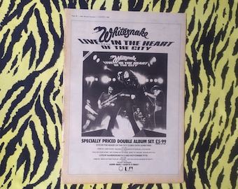 Original 1980 Whitesnake Tour Advert/Poster "Live" Rare Vintage Poster, Punk, Pop, Hard rock David Coverdale