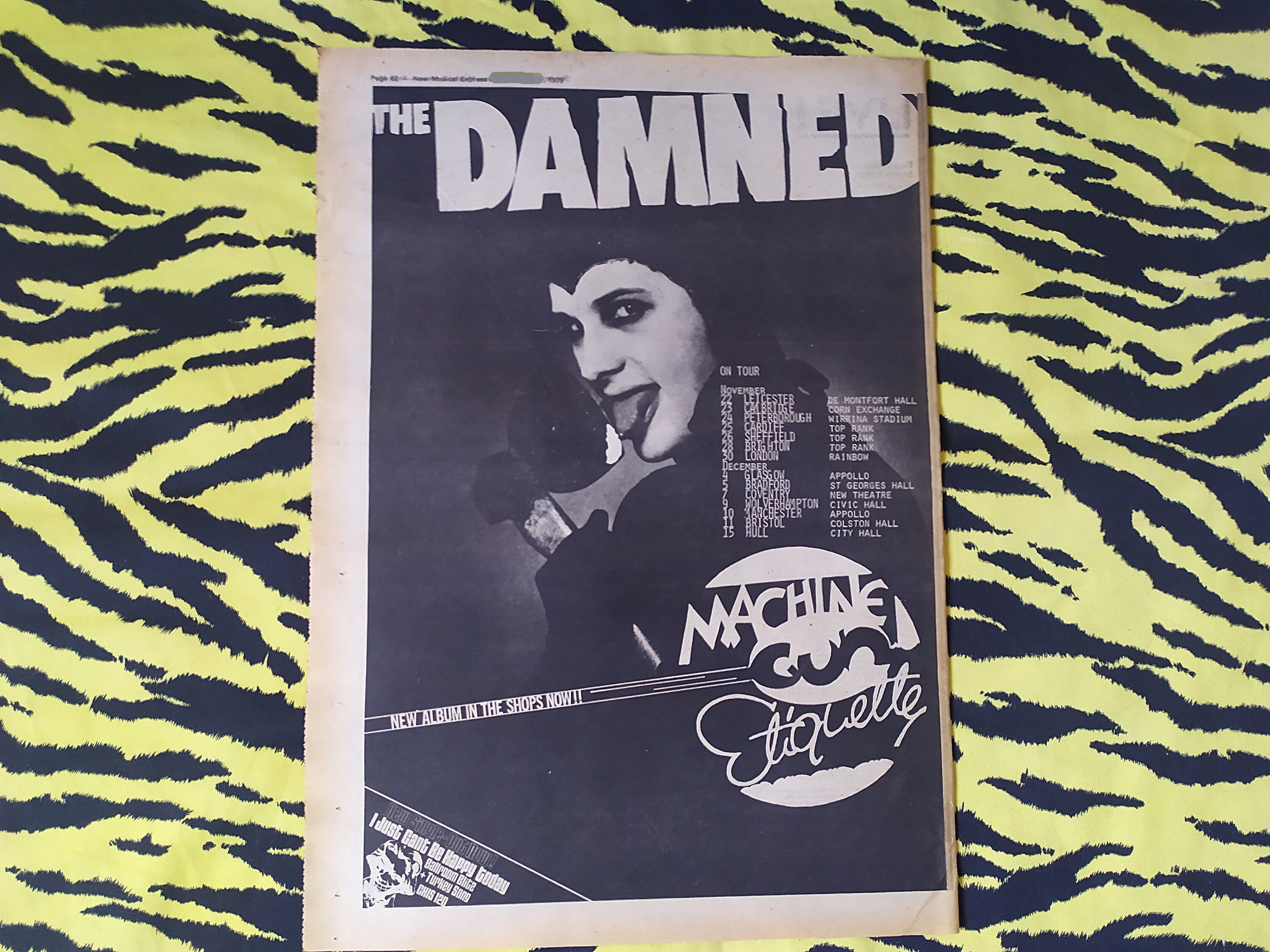 Original 1977 Damned on Tour Advert/poster, Rare Vintage Poster