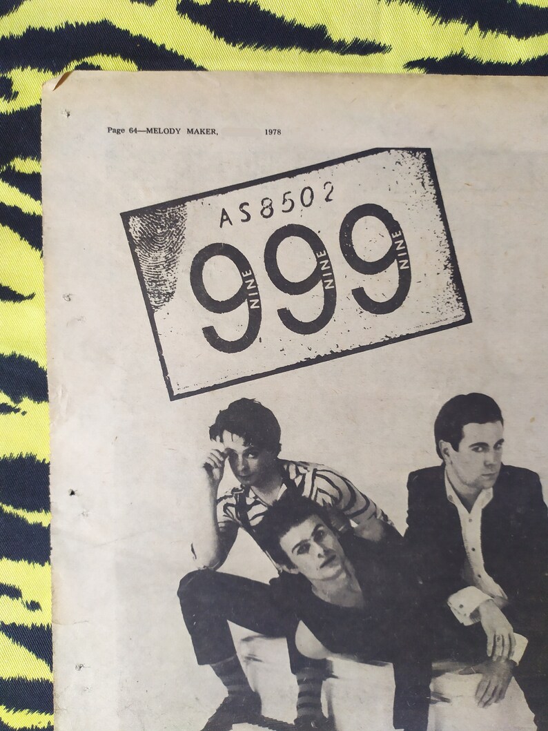 Original 1978 999 UK Tour Advert/poster, Rare Vintage Poster 