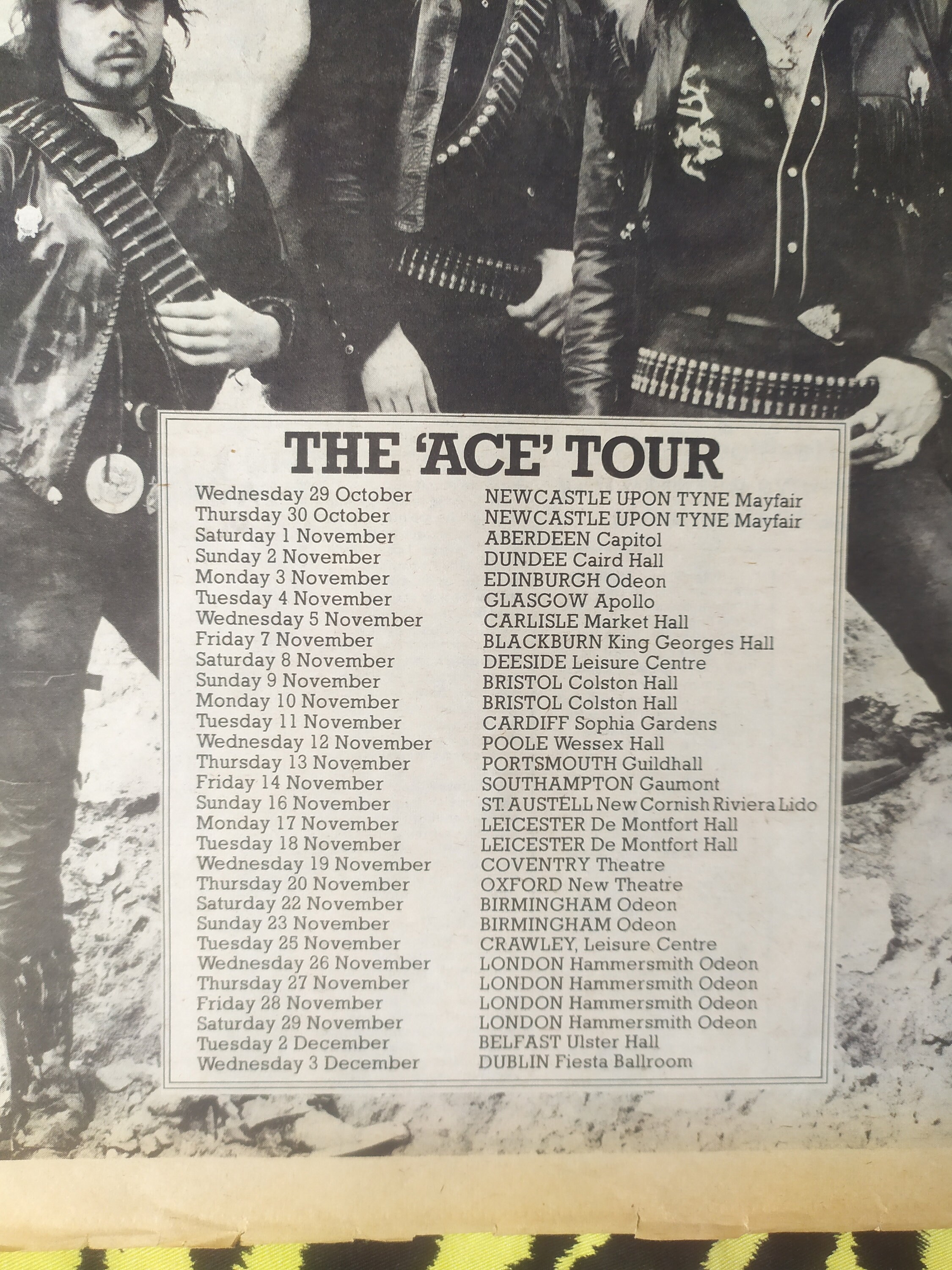 Original 1980 Motörhead Tour Advert/poster 