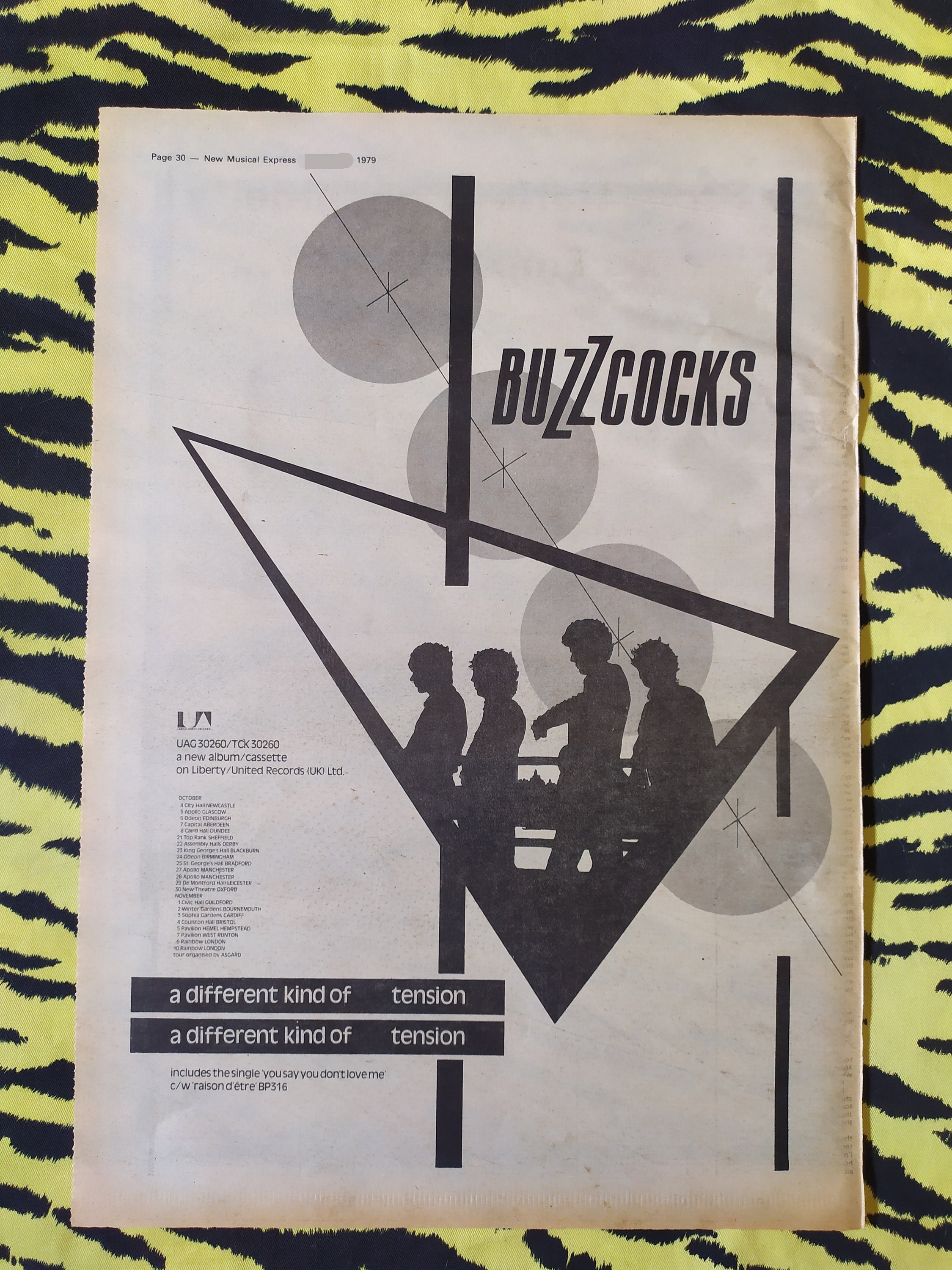 Original 1979 Buzzcocks Tour Advert/poster, Rare Vintage Poster 