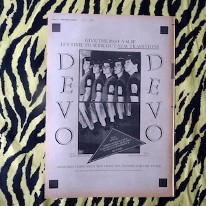 Original 1981 Devo Werbung/Poster, seltenes Vintage Plakat ""New Traditionellen" Single Punk, Pub Rock, Sex Pistols Clash Ramones Stiff."