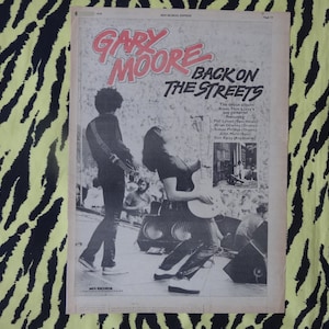 Original 1979 Gary Moore Advert/Poster, Rare Vintage Poster &quot;Back On The Streets&quot; Poster, Punk, rock, Hard rock Phil Lynott Thin Lizzy