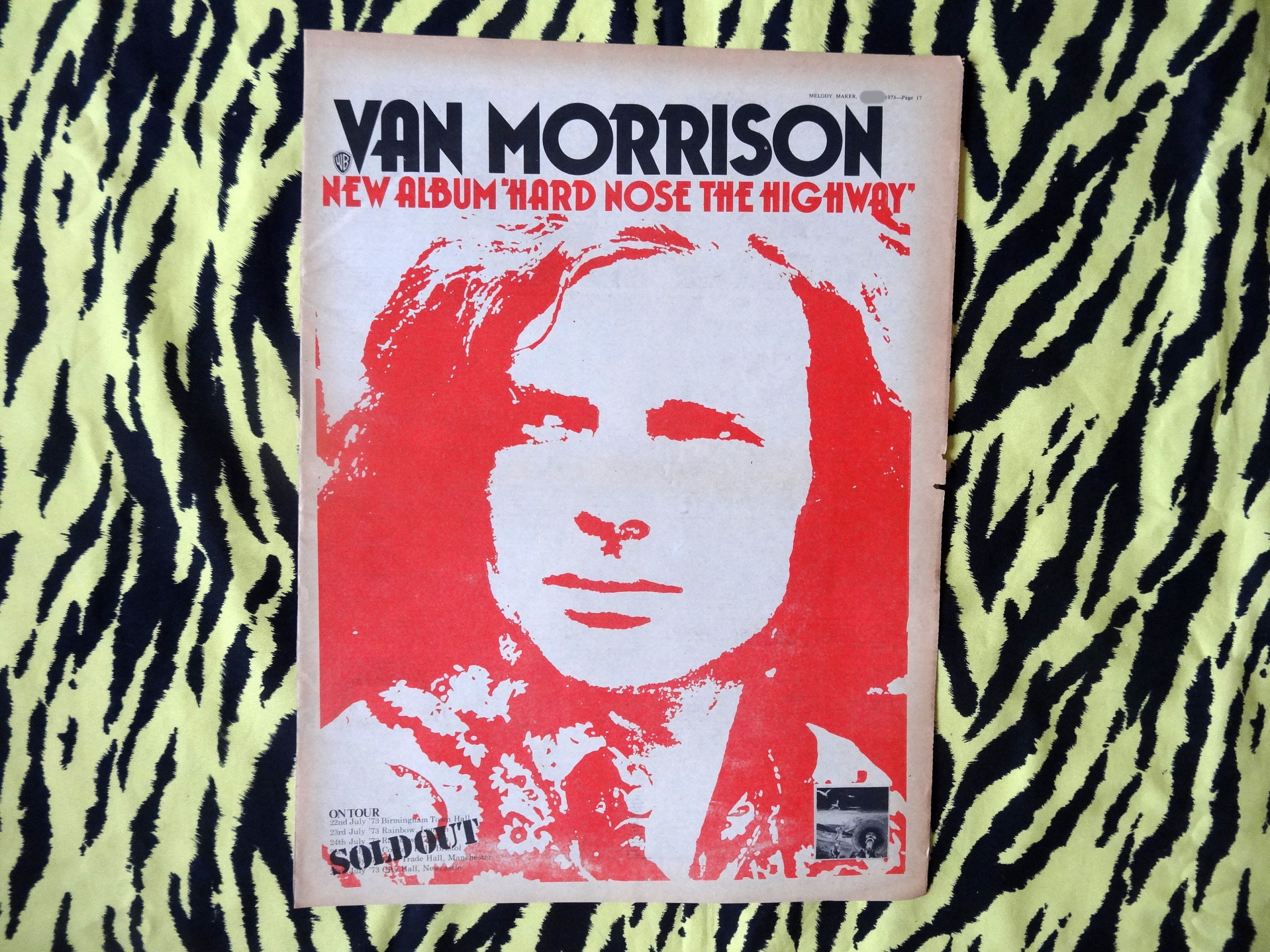 Original 1973 Van Morrison Tour Advert/poster, Rare Vintage Poster