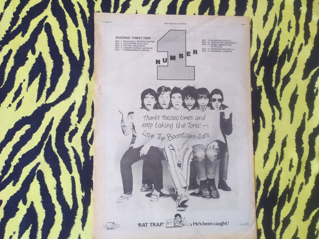 Original 1978 the Boomtown Rats Tour Advert Poster, Rare Vintage Poster ...